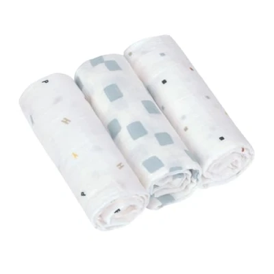 Abbildung von LÄSSIG Baby Puckdecke Spuckdecke Pucktuch Mulltuch 3er Set Baumwolle 85 x cm/Swaddle &amp; Burp Blanket L Happy Fruits Blue