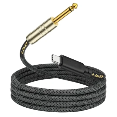 Abbildung von J&amp;D USB C auf 6,35 mm 1/4 Zoll TS Gitarren Audio Kabel, Audioaufzeichnung, Bass, E Piano Mikrofonkabel, Kompatibel mit iPhone 15/16 Serie, 1 M