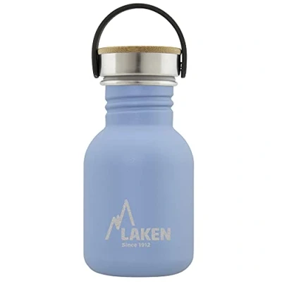 Abbildung von Laken Basic Edelstahlflasche, Trinkflasche Weite Öffnung mit Edelstah Schraubverschluss Bambo, BPA frei 0,35L, Blau