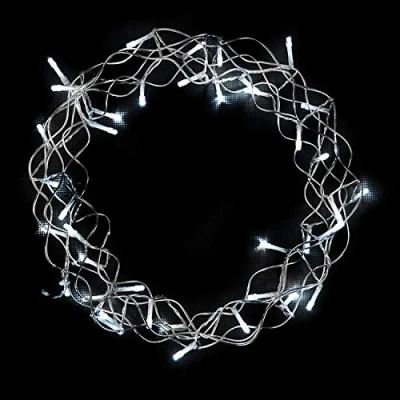 Abbildung von LED Metall Kranz Hängekranz Timer Tischdekoration Deko 40 Ø30cm kaltweiß Batterie