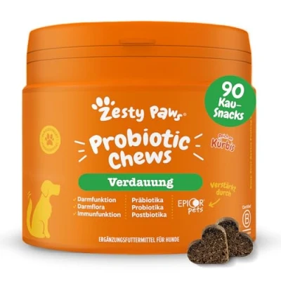 Abbildung von Zesty Paws Probiotic Chews für Hunde Verdauungssnacks Weicher Leckerlis den Darmflora Aufbau Hund Gutes Allgemeinbefinden des Hundes Kürbisgeschmack 90 STK