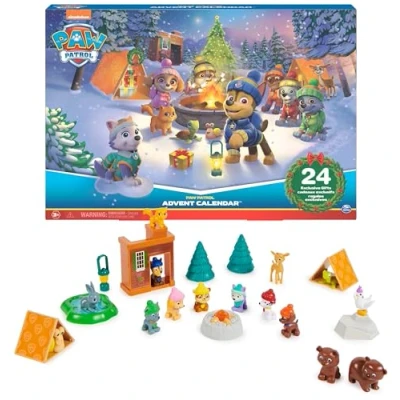 Abbildung von PAW Patrol Adventskalender 2023 24 Spielzeug Überraschungen für eine fantasievolle Winterwelt, 7 Welpenfiguren, Tierfiguren und Zubehör, ab 3 Jahren