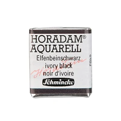Abbildung von Schmincke HORADAM® AQUARELL feinste Künstler Aquarellfarben, 780 Elfenbeinschwarz, 14 044, 1/2 Näpfchen