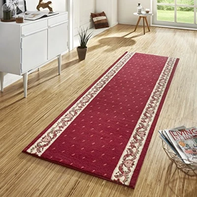 Abbildung von Hanse Home Teppich Läufer Floret 80x300cm Teppichläufer Weicher Kurzflor Modernes Design für Flur, Schlafzimmer, Kinderzimmer, Badezimmer, Wohnzimmer, Küche Dekoläufer Rot
