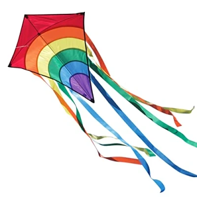 Abbildung von CiM Flug Drache Rainbow Eddy RED, 65x72cm mit acht Streifenschwänzen inkl. Drachenschnur