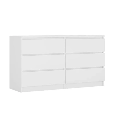 Abbildung von 3E 3xE living.com Kommode mit 6 Schubladen 138 cm, Farbe: Weiss Matt, H: 79 B: T: 39 cm