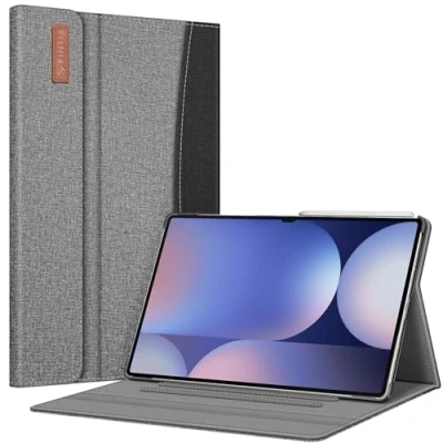 Abbildung von Fintie Hülle für Samsung Galaxy Tab S9 Ultra 14.6 Zoll 2023, Multi Winkel Betrachtung Folio Schutzhülle Dokumentschlitze mit Auto Schlaf/Wach, Dunkelgrau