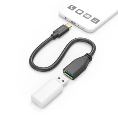 Abbildung von Hama USB Adapterkabel, OTG, C Stecker, A Buchse, 15 cm, Schwarz Kabel, C, Typ (15 cm)