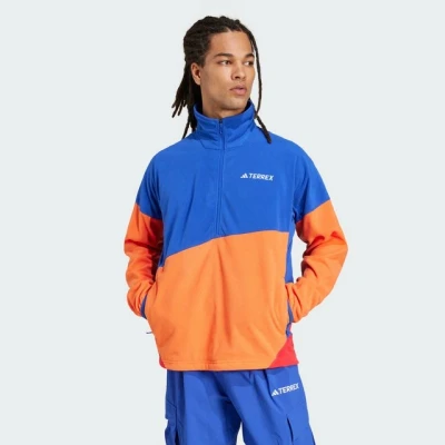 Abbildung von adidas Sportswear Terrex Multi Climawarm Anorak Fleecepullover semi lucid blue impact orange pure ruby, Herren, Größe: XXL