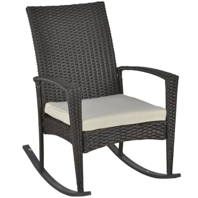 Abbildung von Outsunny Schaukelstuhl Polyrattan mit Kissen