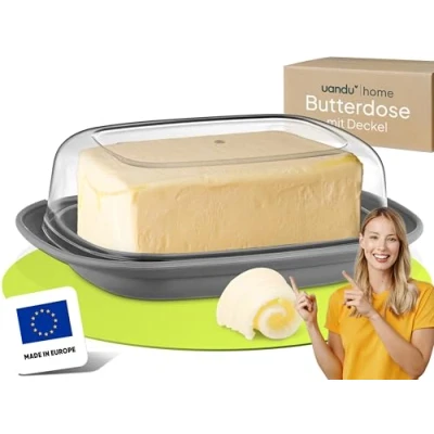 Abbildung von uandu home Butterdose mit Deckel Kunststoff, Butterbehälter, Butter dish, Butterdosen, (Butterschale Deckel, spülmaschinenfest, Butterbox, Box Dose)