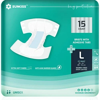 Abbildung von SUNKISS TrustPlus Inkontinenz Windeln für Erwachsene, Saugfähige Einweg Unterwäsche Männer und Frauen mit Tabs, Unisex, Größe L, 15 Stück