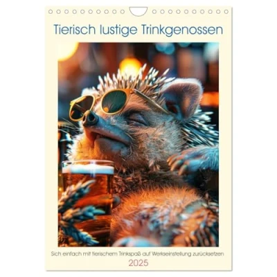Abbildung von Tierisch lustige Trinkgenossen (Wandkalender 2025 DIN A4 hoch), CALVENDO Monatskalender