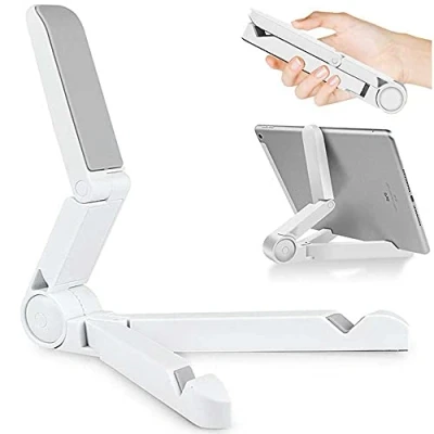 Abbildung von VOVIGGOL Tablet Ständer und Halter Verstellbar, Tragbarer für iPad, Samsung Galaxy Kindle Fire Tablets, Desktop Handy iPhone Sumsung (Weiß)