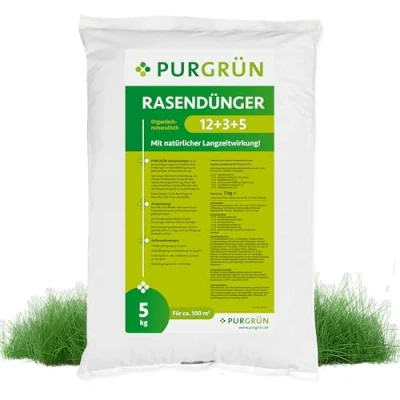 Abbildung von Purgrün Rasendünger Rasendünger, NPK 12+3+5, für kräftigen Rasen, 5 kg, reicht ca. 100 m² Gartenfläche
