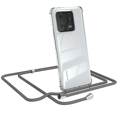 Abbildung von EAZY CASE Smartphone Kette kompatibel mit Xiaomi 13 Pro, Kratzfest, stoßabsorbierend, Necklace Hülle Band Kordel in Anthrazit