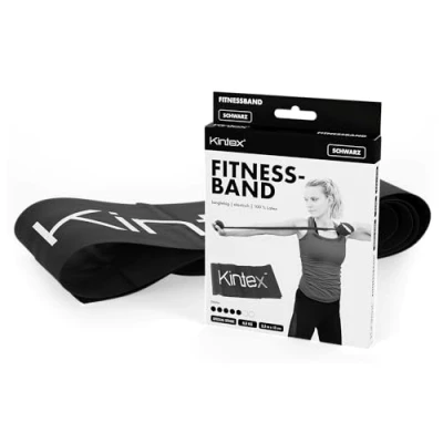 Abbildung von Kintex Fitnessband, 2,5 m x 15 cm, Gymnastikband in 7 Stärken, 100% Latex, transportables Trainingsband (Schwarz)