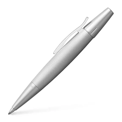 Abbildung von FABER CASTELL 148676 Drehkugelschreiber e motion pure Silver, Kugelschreiber Mine B, Schreibfarbe schwarz