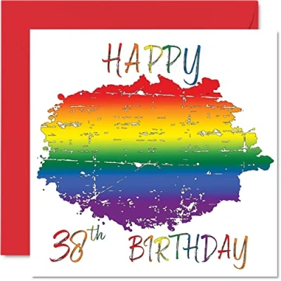 Abbildung von Stuff4 LGBT Geburtstagskarte zum 38. Geburtstag, Achtunddreißig für von Freundin, Freund, 145 mm x