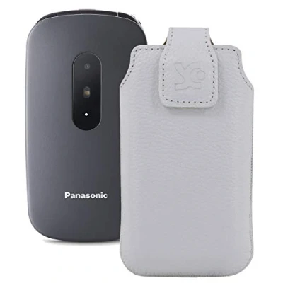 Abbildung von Suncase Original Tasche kompatibel mit Panasonic KX TU446EX Hülle Leder Etui Handytasche Ledertasche Schutzhülle Case in Weiss