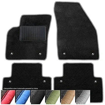 Abbildung von moto MOLTICO Fußmatten Auto Velours Autoteppiche Schwarz Automatten Set 4 teilig passend für Volvo S40 I V40 1995 2004 (Graue Ziernähte)