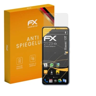 Abbildung von atFoliX Panzerfolie kompatibel mit Xiaomi 13T Schutzfolie, entspiegelnde und stoßdämpfende FX Folie (3X)