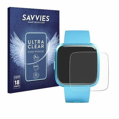 Abbildung von Savvies 18 Stück Schutzfolie für Fitbit Versa Lite Edition Displayschutz Folie Ultra Transparent