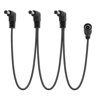 Abbildung von GELRHONR Daisy Chain Stromkabel, 1 auf 3 Wege Kabel Gitarren Effektpedal Netzteil Splitterkabel, DC5521 9 V 2 A Splitterkabel mit rechtwinkligem Winkel 2.6Ft