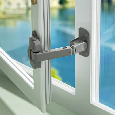 Abbildung von SAFELON 2 Stück Verbessertes Verstellbares Fensterschloss, Kindersicherungsfenster, Babysicherheitsfensterbegrenzer, Kindersicheres Fenstersicherheitsschloss für Kinder und Haustiere (Grau)