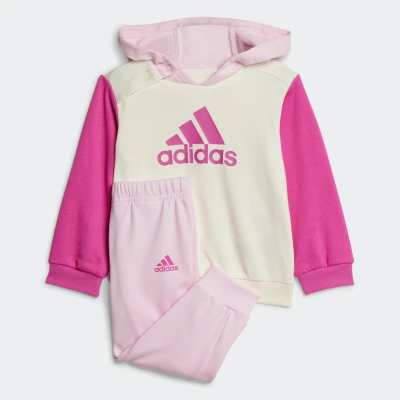 Abbildung von adidas Sportswear Essentials Colorblock SET Trainingsanzug ivory semi lucid fuchsia clear pink für Kinder, Größe: 62