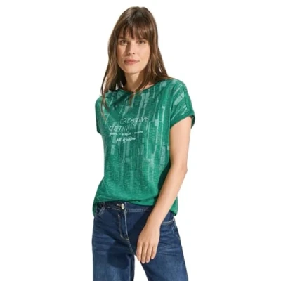 Abbildung von Cecil MIT Burnout Tshirt print, Damen, Größe: XS, Grun