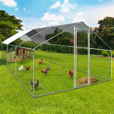 Abbildung von IDMarket Laufstall Hühnerstall 18 m² Park, Drahtgestell, aus verzinktem Stahl