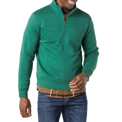 Abbildung von Amazon Essentials Herren Fleece Sweatshirt mit Langen Ärmeln und Viertel Reißverschluss, Grün, M