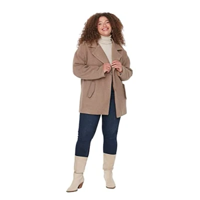 Abbildung von Trendyol Curve PLUS SIZE Kurzmantel, Damen, Größe: 42, Mink