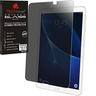 Abbildung von TECHGEAR Antispy Privatsphäre Schutzfolie kompatibel mit Samsung Galaxy Tab A 10,1 zoll (SM T580 Serie) PRIVACY Edition Displayschutzfolie aus gehärtetem Glas