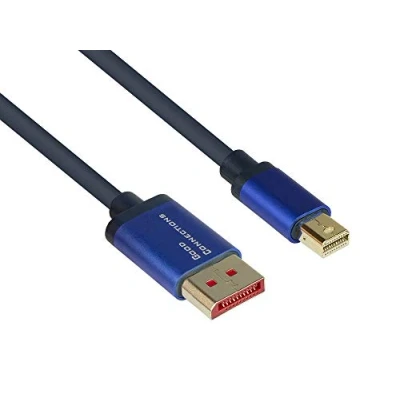 Abbildung von Good Connections SmartFLEX DisplayPort 1.4 an Mini Kabel 8K UHD 2 / 4K KUPFERLEITER, Aluminiumgehäuse HOCHFLEXIBEL dunkelblau 1 m, 4824 SF010B, PVC Mantel