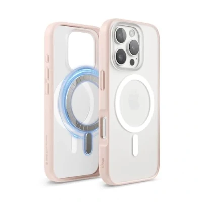 Abbildung von elago Magnetisch Hybrid Transparent Hülle Kompatibel mit iPhone 16 Pro 6,3 Zoll MagSafe, PC + TPU Technologie, Stoßfester Stoßfänger, Erhöhter Kameraschutz (Matt Rosa)