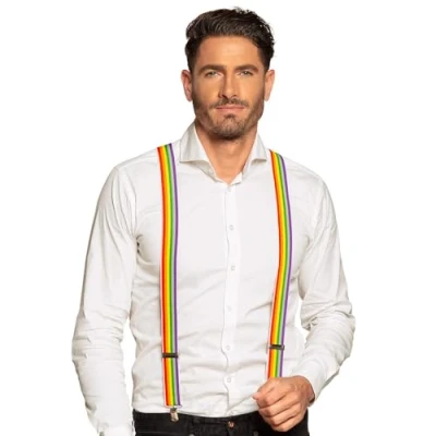 Abbildung von Widdmann Hosenträger Regenbogen Mit Metall Clips und Schnallen zur variablen Größenanpassung