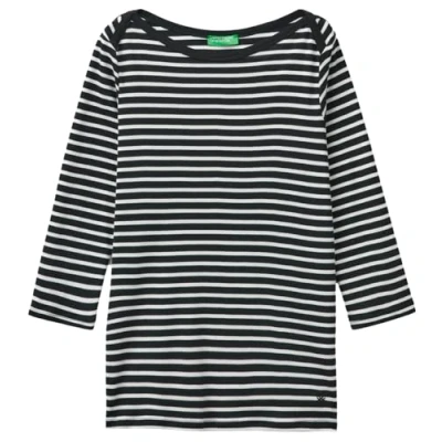 Abbildung von United Colors of Benetton Striped 3/4 Sleeve Langarmshirt, Damen, Größe: Large, Blue