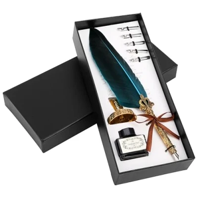 Abbildung von Belle Vous Cuttermesser Calligraphy Pen Set with Holder BLue feather, (1 tlg)