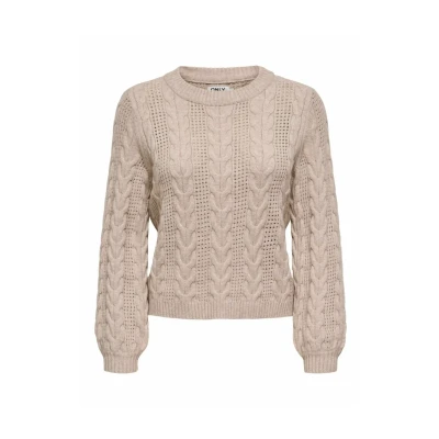 Abbildung von ONLY Normal Geschnitten Rundhals Strickpullover, Damen, Größe: Medium, Mocha meringue