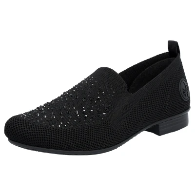 Abbildung von Rieker Slipper, Damen, Größe: 40, Schwarz Textil