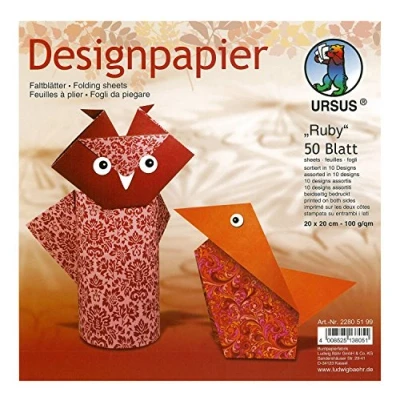 Abbildung von Ludwig Bähr Desinpapier Faltblätter &#039;Ruby&#039; 100g/qm 20x20cm VE=50 Blatt