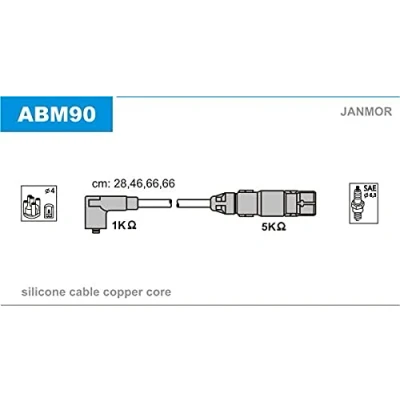 Abbildung von JANMOR ABM90 Zündkabelsatz AUDI: A3 Schrägheck, SEAT: Toledo 2 Limousine