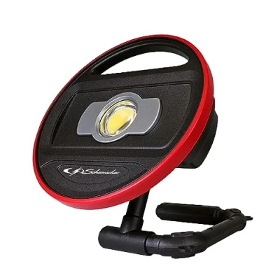 Abbildung von Schumacher SL879 LED Lampe mit wiederaufladbarem Lithium Ionen Akku 15W, 1200Lumen für Arbeitsbereich, Baustelle, Werkstatt Dimmer Magnetfuß Soft Touch Oberfläche