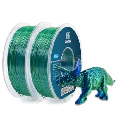 Abbildung von GEEETECH Silk Pla Filament, Dual Color Filament 1,75mm 2KG für 3D Drucker, Blau&amp;Grün