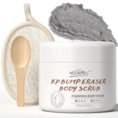 Abbildung von Kp Bump Eraser Körperpeeling, Duschgel Peeling für Keratosis Pilaris, Erdbeer Beine, Körperpeeling mit Salicylsäure AHA Hühnerhaut, Bikinizone und Po, Luffa, 300g
