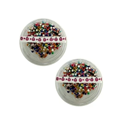 Abbildung von SANGAM Indian Round Bindi 6 Päckchen Stirn Gesicht Edelsteine ​​Aufkleber Punkte Tattoos Aufkleber Bollywood Party Ethnic Tikka Schmuck für Frauen Hindu Geschenke