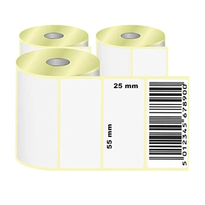 Abbildung von Labex label Thermo Etiketten 55x25 mm Zebra 3 rolle; 3.000 stück adressetiketten Thermodirekt Barcode/Adresse