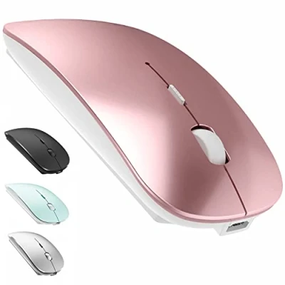 Abbildung von LEAPEST Kabellose Bluetooth Maus für MacBook Pro/Air/Mac/iPad/Laptop/Desktop/Mac/PC/Computer/Telefon Tragbare schlanke, leise Büromäuse mit USB C Adapter 2,4 GHz Mäuse Kabellos (Roségold)